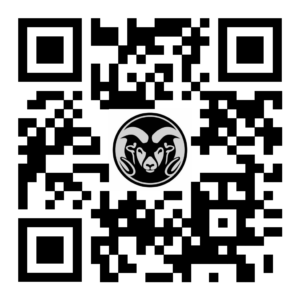 QR code with CSU Ram Head logo in the center